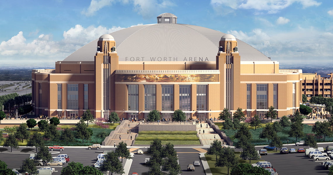 Предполагаемый вид завершенного комплекса Dikies Arena в Форт-Уорт (штат Техас)